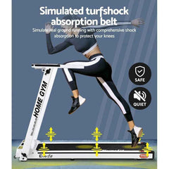 Trustymall Everfit electric treadmill for home gym, fully foldable running machine with 420mm belt, white fitness equipment