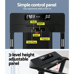 Black Trustymall Everfit electric foldable treadmill for home gym exercise and fitness training.