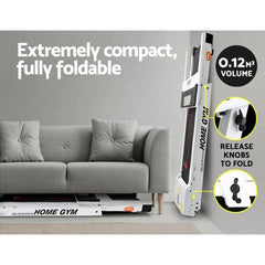 Trustymall Everfit electric foldable treadmill for home gym exercise, white, designed for convenient fitness workouts.