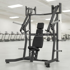 Excel Iso-Lateral Incline Press - Muscle D Fitness - Plate Load Incline Bench - Gas Shock Assisted Seat Adjustment - Weight Storage Pegs