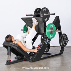 Excel Linear Leg Press - Muscle D Fitness - Plate Load Leg Press - Adjustable Back Pad - Plate Storge Pegs
