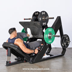 Excel Linear Leg Press - Muscle D Fitness - Plate Load Leg Press - Adjustable Back Pad - Plate Storge Pegs