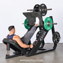 Excel Linear Leg Press - Muscle D Fitness - Plate Load Leg Press - Adjustable Back Pad - Plate Storge Pegs