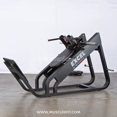 Excel Linear Hack Slide - Muscle D Fitness - Plate Load Hack Squat - Weight Storage Pegs - Safety Catch