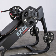Excel Linear Hack Slide - Muscle D Fitness - Plate Load Hack Squat - Weight Storage Pegs - Safety Catch