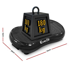 Black round Trustymall Everfit vibration platform body shaper for home gym workouts, featuring textured surface and control panel.
