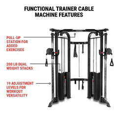 XM-7626.1 Functional Trainer Cable Machine with Dual 200 lb Weight Stacks by XMARK