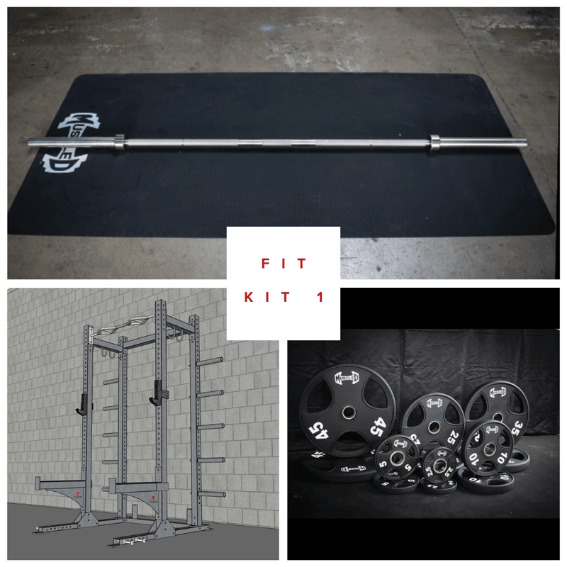 Muscle D Fitness TG-HR-FK1 TGrip Commercial Half Rack Complete Kit with 3x3 steel frame for strength training and gym workouts.