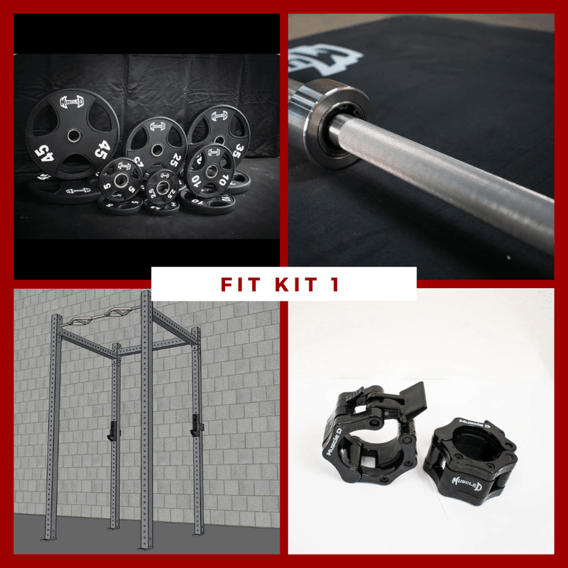 Muscle D Fitness TGrip Basic Commercial 4 Post Rack Complete Kit with 3x3 steel frame and full assembly for gym use