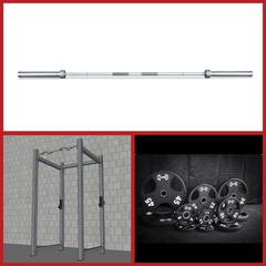 Muscle D Fitness TGrip Commercial 4 Post Rack with 3x3 steel frame, multi-grip pull-up bar, and sandwich J-Hooks in a gym setting.