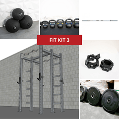 Muscle D Fitness TGrip Commercial Double Half Rack with steel frame, multi-grip pull-up bars, integrated plate storage, and J-hooks.