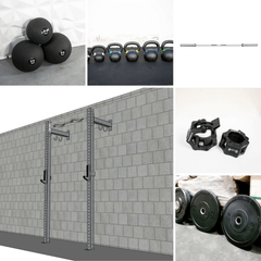 TGrip Commercial 4' Low Profile Wall Mount Rig Fitness Kits - 3x3 Steel - Functional Multi-Grip Pull-Up - Sandwich Style J-Hooks