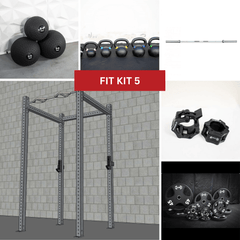 Muscle D Fitness TGrip Basic Commercial 4 Post Rack Complete Kit with 3x3 steel frame and adjustable storage options.