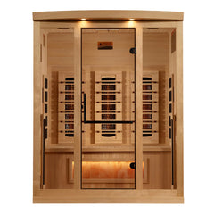 Golden Designs Inc. GDI-8030-03 2025 Reserve Edition 3-person full spectrum sauna with Himalayan salt bar inside.