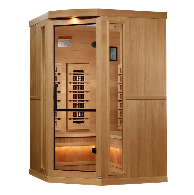 Golden Designs Inc. 3-person full spectrum sauna with Himalayan salt bar, part of the GDI-8035-03 Reserve Edition.