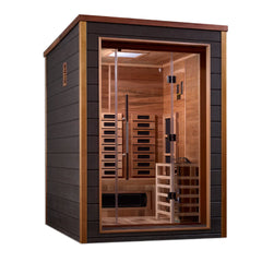 Golden Designs Sundsvall 2-person traditional sauna with wooden interior, benches, and door, designed for relaxing sauna sessions.