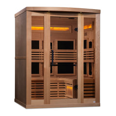 Golden Designs Inc. GDI-8230-01 2025 Reserve Edition 3-person near-zero EMF full spectrum sauna with Himalayan salt bar.