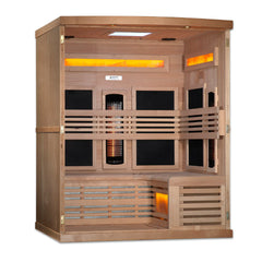 Golden Designs Inc. GDI-8230-01 2025 Reserve Edition 3-person near zero EMF full spectrum sauna with Himalayan Salt Bar.