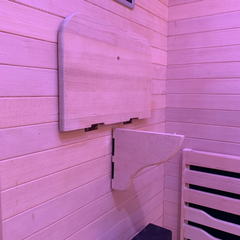 Zoppinh Blisspod Helsinki full spectrum indoor sauna for two people with wood finish and digital control panel.