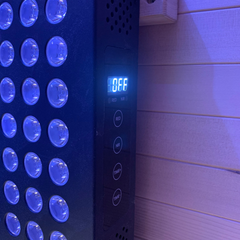 Zoppinh Blisspod Helsinki full spectrum indoor sauna for two people with wooden interior and digital controls.