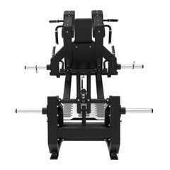 Excel Glute Line Hack Squat / Front Squat - Muscle D Fitness - Plate Load Squat Machine - Counter Balanced - Plate Storage Pegs