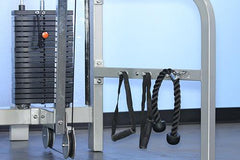 Dual Function High-Low Pulley Combo - Muscle D Fitness - Vertical Adjustable - Pin Selectorized - Handle Storage