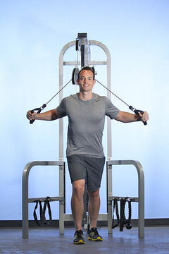 Muscle D Fitness dual function high-low pulley combo cable machine with adjustable pulleys for versatile workouts.