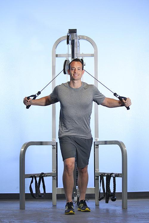 Muscle D Fitness dual function high-low pulley combo cable machine with adjustable pulleys for versatile workouts.