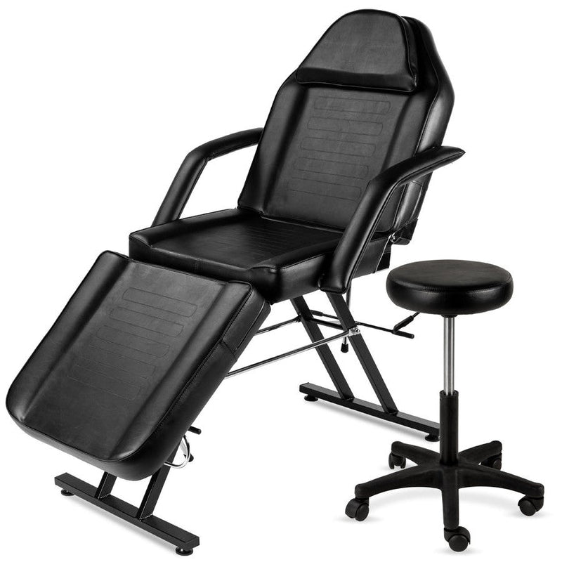 Black Adjustable Massage Bed Salon Chair w/ Hydraulic Stool by HomePacific