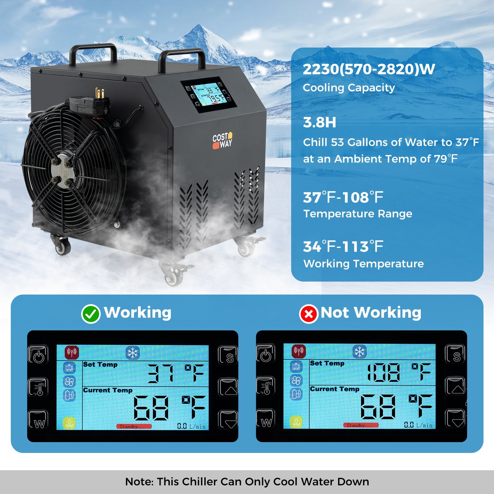 4/5 HP Ice Bath Water Chiller for Cold Plunge Tubs with Compressor-Black by Gamba Beauty