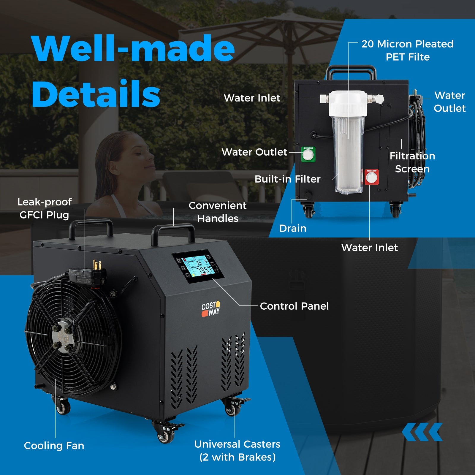 4/5 HP Ice Bath Water Chiller for Cold Plunge Tubs with Compressor-Black by Gamba Beauty