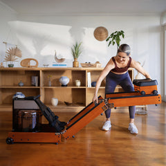WalkingPad WR1 foldable water rowing machine with a sleek design and adjustable water resistance for full-body workouts.