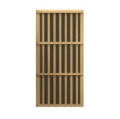 Golden Designs Maxxus Bellevue 3-person near zero EMF FAR IR sauna with sleek wooden interior and heater panels inside.