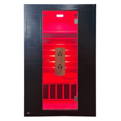 Zoppinh Finnmark FD-3 full spectrum infrared sauna for four people, featuring wood interior and adjustable seating.