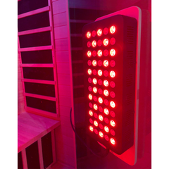Zoppinh Finnmark FD-3 full spectrum infrared sauna with four-person capacity, featuring wooden interior and glass doors.
