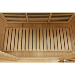 Golden Designs Maxxus Chaumont 4-person infrared sauna with red cedar interior and near-zero EMF technology.