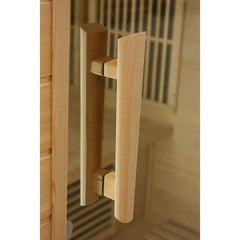 Golden Designs Maxxus MX-K406-01-ZF 4-person infrared sauna with red cedar interior and handles, near-zero EMF technology.