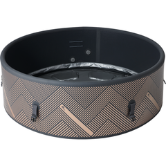 Zoppinh MSPA Mono Verto Series rigid hot tub and spa sauna with sleek design and wood paneling, showcasing the product's exterior.
