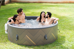 Zoppinh MSPA Mono Verto Series hot tub and spa sauna with sleek design, featuring wooden panels and built-in seating.