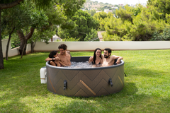 Zoppinh MSPA Mono Verto Series Rigid Hot Tub and Spa sauna with sleek design and wooden exterior.