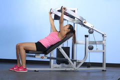 Muscle D Fitness DF-MPC Dual Function Multi Press Combo exercise machine with adjustable seats and multiple workout stations.