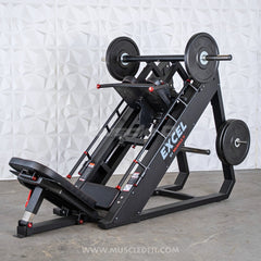 Excel Linear Hack/Leg Press - Muscle D Fitness - Plate Load Hack Squat Combo - Weight Storage Pegs - Adjustable Foot Plate / Back Pad