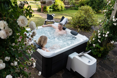 Zoppinh MSPA OSLO Rame Series rigid hot tub and spa with seating and built-in jets, shown in a sleek, modern design.