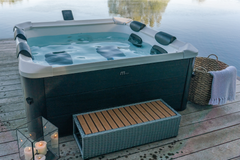 Zoppinh MSPA OSLO Rame Series hot tub with built-in seating and jets, showcasing a sleek, modern design for relaxing spa experiences.