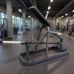 Plate loaded Excel T-Bar Row machine by Muscle D Fitness for commercial gyms, featuring sturdy construction and ergonomic handles.