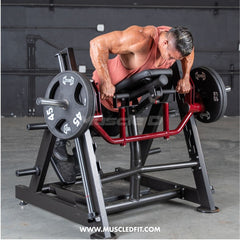 Muscle D Fitness Power Leverage V2 chest-supported linear bearing row plate-loaded exercise machine with padded chest support