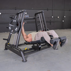 Muscle D Fitness Power Leverage V2 flat and decline convergent plate-loaded bench for strength training with adjustable features.