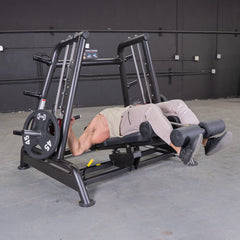 Muscle D Fitness Power Leverage V2 flat and decline convergent bench with plate-loaded design for strength training.