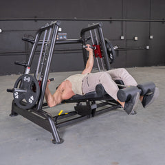 Muscle D Fitness Power Leverage V2 flat and decline convergent plate-loaded bench for strength training.