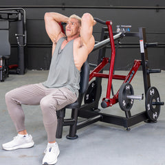 Muscle D Fitness Power Leverage V2 Overhead Triceps Plate Loaded machine with padded handles and sturdy frame for triceps workouts.